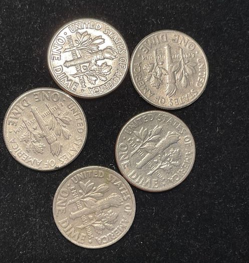 US American  dime coins 1965 1975 1976 1984 1990
