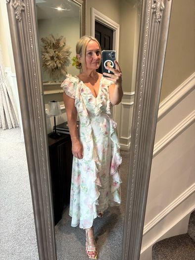 h&m floral ruffle dress