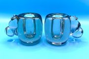 Vintage art glass candlesticks shaped like a hippopotamus