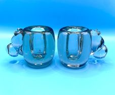 Vintage art glass candlesticks shaped like a hippopotamus