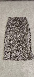 Vila Abstract Animal Print Ruched Midi Skirt UK 10