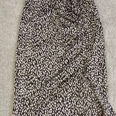 Vila Abstract Animal Print Ruched Midi Skirt UK 10