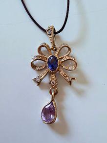 Vintage 9ct gold amethyst pendant