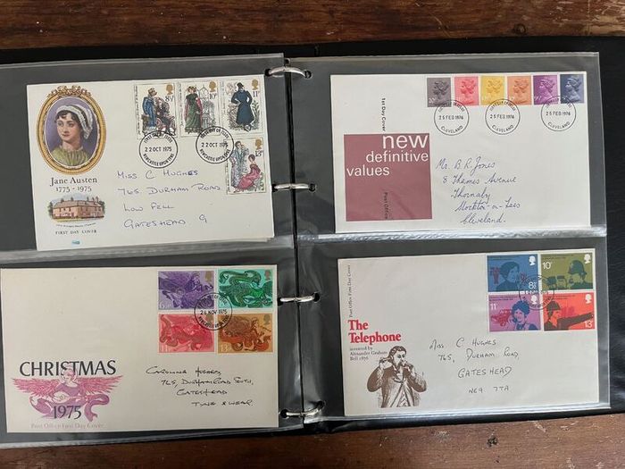 Collection of 80 UK First Day Cover stamps 1970 to 1979 in album with 10 extra pages
