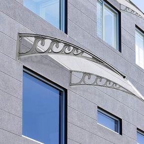 Canopy Front Door, Plastic, Aluminium, Arched Canopy, Transparent, Window Awnings (White, 80 x 240 cm)