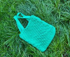 Handmade cotton crochet tote bag - green, shopping bag, woven bag