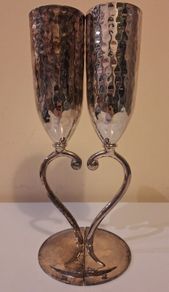 SALE!  Silverplated Metal Champagne Flutes for weddings, engagement or New Year celebrations