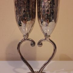 SALE!  Silverplated Metal Champagne Flutes for weddings, engagement or New Year celebrations