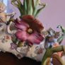 19th century pair of handpainted floral cherub porcelain candleholder/budvases Image 3