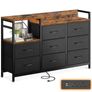 Chest of Drawers Bedroom, 8 Fabric Drawers, Retro Color, 30x132x88cm Contains 2 USB & 2 AC Ports Sockets, Storage Dresser with 8 Fabric Drawers Suitable for Bedrooms, Living Rooms Image 10
