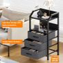 Bedside Table with 3 Fabric Drawers and Open Shelf, Nightstand for Bedroom, Living Room, Small Spaces Metal Frame & Wooden Top, Compact Sofa End Table with Storage for Home Co Decor, Deep Grey Image 4