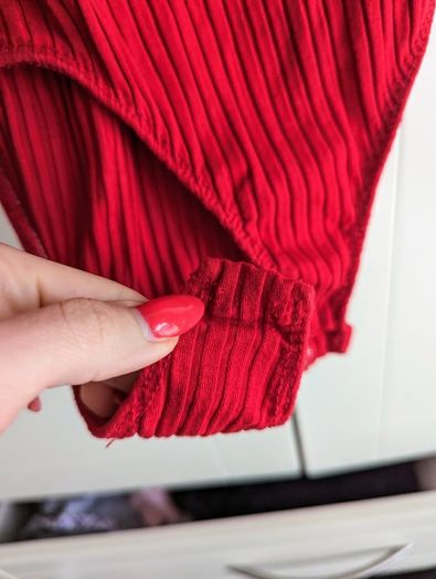 bodysuit Red ribbed bodysuit with straps from Bershka bodysuit Basic Red