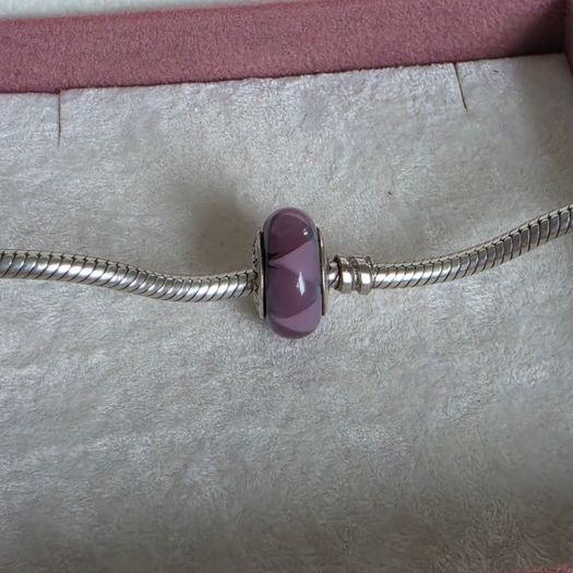 Pandora Purple triangles murano glass charm perfect condition