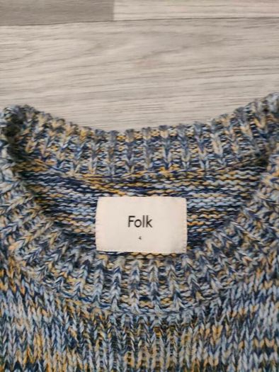 Folk Fisherman Wool Blend Crewneck Jumper Sweater Mens M/L