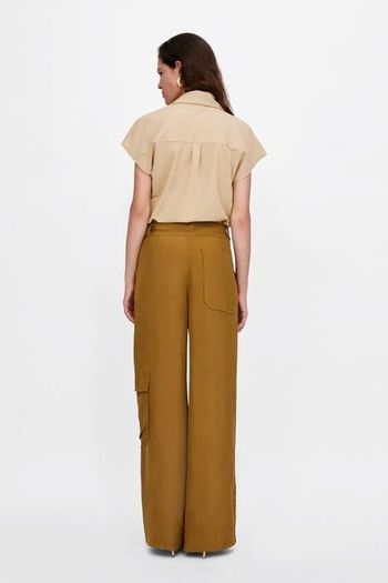 Zara beige nude blouse bodysuit M NEW