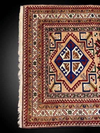 Vintage Turkish Hand Knotted Kars Kazak Rug