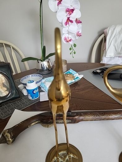 Antique stork ornaments brass