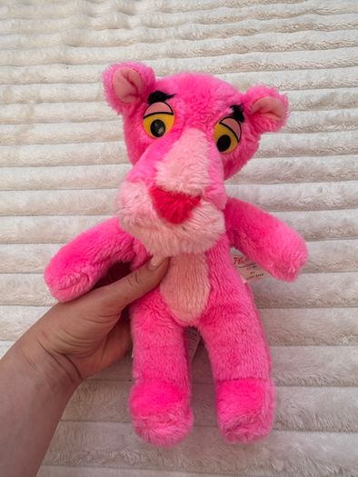 Vintage Pink Panther Plush Soft 1964 Mirisch-Geoffrey Mighty Star approx. 27 cm. Loose Head Used Dirty Please see photos