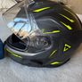 shark motorcycle helmet with Sena Bluetooth kit installed Image 2