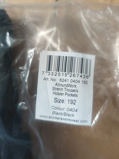 Snickers trousers Slim Fit All around size 192 black sealed