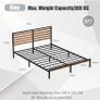 King Bed Frame, Vintage Wooden Headboard, Metal Platform Base, Steel Slatted Support, No Spring Mattress Required Image 5