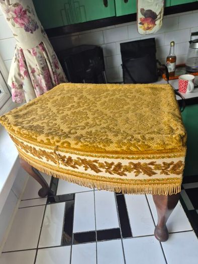 Vintage MidCentury 1950s Tapestry sewing box foorstool