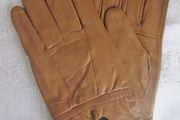 Soft Real Leather Winter Gloves Light Brown, Tan, with Warm Fleece Lining S M L