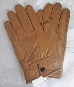 Soft Real Leather Winter Gloves Light Brown, Tan, with Warm Fleece Lining S M L