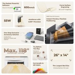 xTool P2S 55W CO2 Laser Cutter / Engraver + Accessories