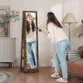 360 Swivel Jewellery Cabinet, Free Standing Full Length Mirror with Storage, Lockable Jewellery Organiser with Built-in Makeup Mirror and Storage Shelves for Bedroom, Rustic Brown Image 2