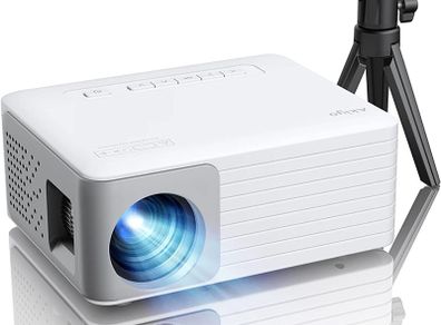 Mini Projector, 5000 Lumens O1 LED Portable Projector, Support HD 1080P, 15 Keystone, 25 Precent Zoom, Kids Gifts, Compatible with iOS/Android/Tablet/PC/TV Stick/USB/DVD/Game Console with Tripod (Free postage)