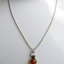 Vintage 925 Sterling Silver and Genuine Baltic Amber Spider Pendant length 16" - 4,8g Image 2