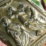 Vintage Heavy Cast Iron Religious Image 7" X 5,5" Image 2