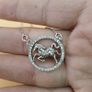 925 Sterling Silver Horse Pendant Necklace Round CZ Stone Circle Design Jewelry Image 4