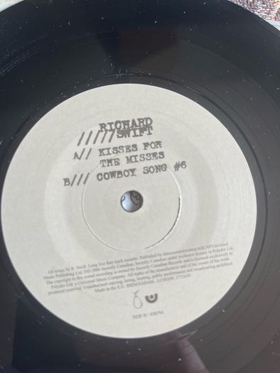 Richard Swift Kisses for the misses picture sleeve vinyl record single in vg+ condition