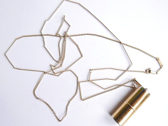 Celine Gift Box Cylinder Pendant  Necklace length 36"