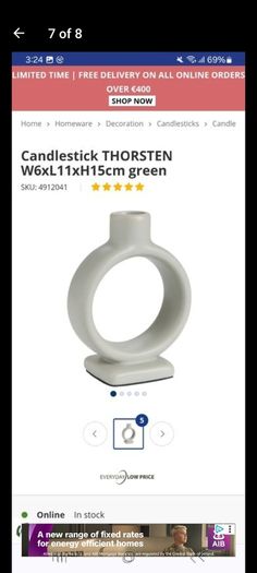 JYSK porcelin candlestick holder green