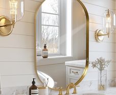 Black Bathroom Vanity Mirror for Wall, 55x75 cm Metal Framed Wall Mirror Oval, Decorative Mirror for Bedroom Living Room Entryway Horizontally or Vertically