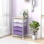 Rolling Storage Cart on Wheels, Multipurpose Mobile Organizer Unit Utility Cart for Living Room,Bedroom,School,Beauty,Purple Image 2