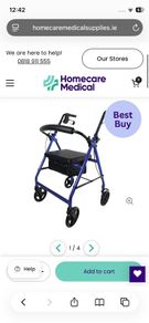4 wheeled mobility rollator, barely used RRP 179