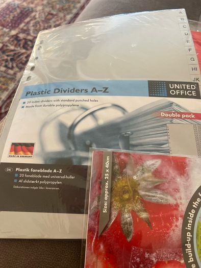 card dividers.   plastic dividers