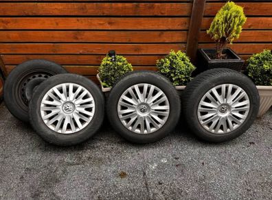 VW steel wheels 15 inch with winter tyres