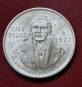1977  Mexico 100 Pesos Silver Coin