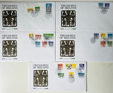 Ireland 1990-92 Irish Treasures Full Set 5 X Fdc Envelopes 22 X Eire Stamps Rare