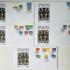 Ireland 1990-92 Irish Treasures Full Set 5 X Fdc Envelopes 22 X Eire Stamps Rare