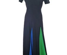 VINTAGE 1960s designer Polly Peck mod wool maxi dress M 10 12 Made in England