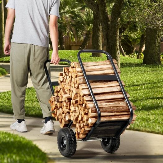 Firewood Log Cart 113kg with PU Wheels