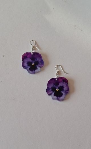 Purple Angel Floral Pansy Earrings
