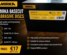 Mirka Basecut Sanding Discs P320, 150mm - Box of 100