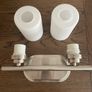 Wall lamps stainless steel metal and white glass lights Image 2